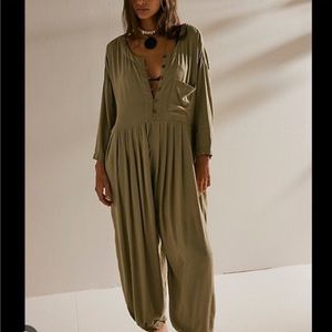Free People Calsi Stone Moss Jumpsuit